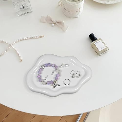 YoHyien Cloud Jewellery Dish Tray, Decorative Ceramic Trinket Dish, Vanity Tray for Cosmetic, Perfume, Trinket Tray for Ring, Necklace, Bracelet, Gifts for Girl, Women, Mother, Daughter (Snow White) thumbnail 7