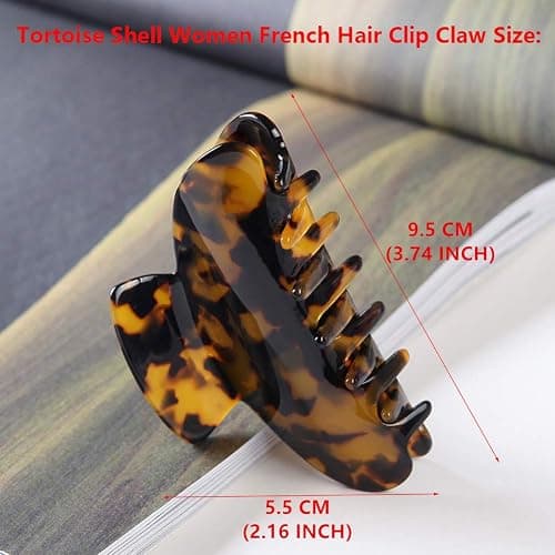 2 Pack Big Hair Claw Clips Tortoise Shell Nonslip Large Claw Clip For Women Celluloid Leopard Print Jaw Clips For Thick Hair thumbnail 4