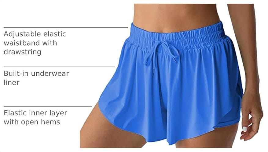 Flowy Athletic Shorts for Women Running Tennis Butterfly Shorts Girls 2-in-1 Double Layer Quick-Drying Comfy Shorts thumbnail 4
