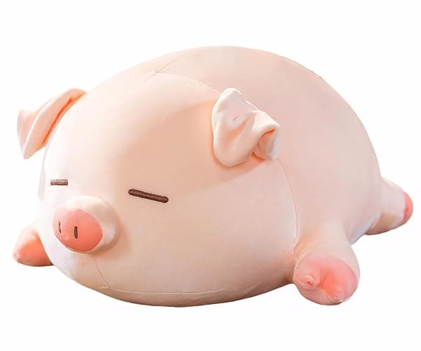CHDGIOHA Pig Stuffed Animal Plush Pillow - 15.7'' Kawaii Soft Pig Hugging Pillow, Adorable Cuddle Plush Toy, for Kids, Girlfriend, or Adults, Perfect for Christmas and Birthdays (Squint, 15.7in) - Squint - 15.7in - Image 1
