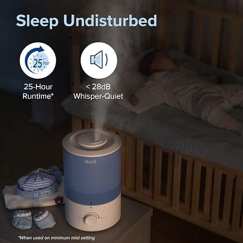 LEVOIT Dual 150 Humidifiers for Bedroom Large Room, 3L Cool Mist Top Fill Essential Oil Diffuser for Baby Nursery and Plants, 360° Nozzle, Quiet Rapid Ultrasonic Humidification for Home, Blue thumbnail 6