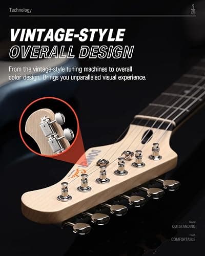 Donner DST-152R Electric Guitar, 39" Beginner Electric Guitar Kit, HSS Pickup with Coil Split, Guitar Starter Set with Amp, Bag, All Accessories, Metallic Ice Blue thumbnail 7