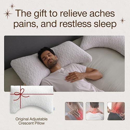 Coop Home Goods Original Crescent Adjustable Pillow, Queen Bed Pillows for Shoulder, Neck & Head Support, Crescent Foam Pillows - Medium Firm for Back & Side Sleeper, CertiPUR-US/GREENGUARD Gold thumbnail 3