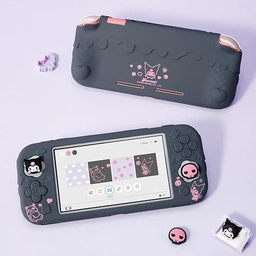 Kuitmor Switch Lite Protective Case,Soft Silicone Protective Shell,Anti-Scratch Protective Cover Case for Switch Lite with 2 Thumb Grip Caps（Purple Kuromi） thumbnail 6