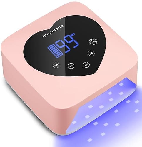 RALAMOND UV LED Nail Lamp, 72W Cordless UV Light for Nails, Rechargeable Nail Dryer with 5 Timer & Auto Sensor, Professional Fast Curing Gel Nail Lamp with Large Touch Display (Pink) - Image 1