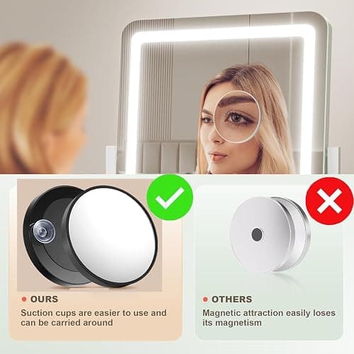 Gvnkvn Lighted Makeup Mirror, Hollywood Vanity Mirror with Lights, Three Color Lighting Modes, and 5X Magnification Mirror, Smart Touch Control, 360°Rotation (17.2in. White) thumbnail 8