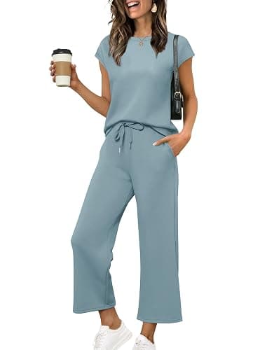 Sampeel Two Piece Sets for Women Summer Vacation Outfits Cap Sleeve Tops Lounge Matching Sets Clothing Beach Fashion Clothes - Image 1