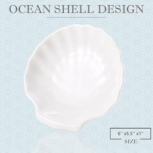 CCINPPY Shell Ring Dish Tray, Ceramic Jewelry Tray Trinket Dish, Seashell Key Holder Bowl, Beach Room Coastal Decor Aesthetic, Ocean Bathroom Counter Decor, White, Large thumbnail 2