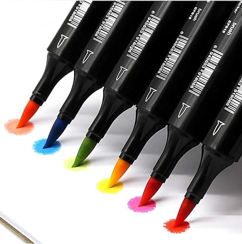 Arhomet 6 Pack Alcohol Markers, Double Tipped Soft Fine Tips and Brush Art Marker (Blender) thumbnail 4