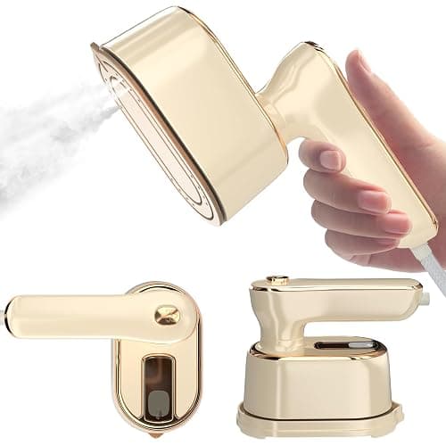 Travel Steamer Iron for Clothes Mini - Portable Ironing Machine Travel Small Size Portable Steamer Travel College Dorm Home Essentials (Beige) - Image 1