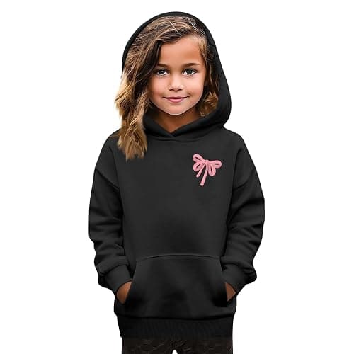 QWKLEAJ Girls Cute Hoodie Sweatshirt Hoodies Fall Loose With Bows Long Sleeve Shirt Soft Sweaters With Pocket 3-14 Yrs thumbnail 2