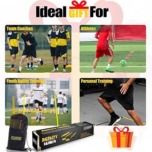 POWER GUIDANCE Agility Ladder (20 Feet) for Speed & Agility Trainning - with 12 Heavy Duty Plastic Rungs, Ground Stakes, Carry Bag & 10 Sports Cones thumbnail 7