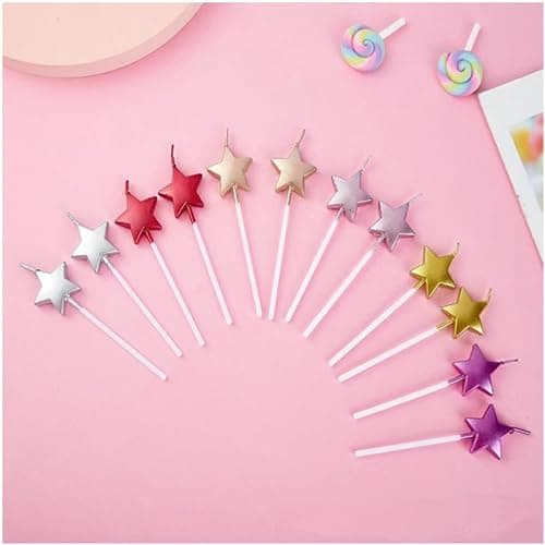 JJiaoLinin Bougies d'anniversaire en forme d'étoile, 10 Pcs, Métalliques, Or thumbnail 4