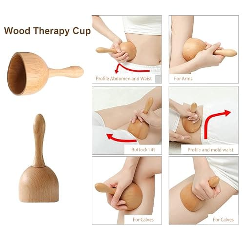 Binlingdaily Outils de massage thérapeutiques 6Pcs pour façonner le corps, kit Maderoterapia pour drainage lymphatique anti-cellulite, massage incurvé en bois pour jambes et ventre thumbnail 4