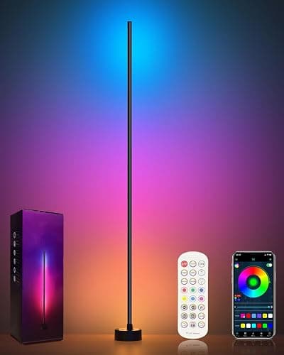 Miortior LED Stehlampe Wohnzimmer, RGB Ecklampe Dimmbar mit Fernbedienung und App-Steuerung, Musik Sync, 16 Millionen Farben, 68 Szenenmodi, Led Standleuchte für Wohnzimmer, Schlafzimmer, Spielzimmer - Image 1