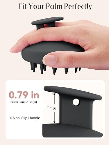 HEETA Scalp Massager Hair Growth, Scalp Scrubber with Soft Bristles, Integrated Silicone Design, Exfoliator for Dandruff Removal & Relaxation, Shampoo Brush Fit Wet Dry Hair Use, Black thumbnail 3
