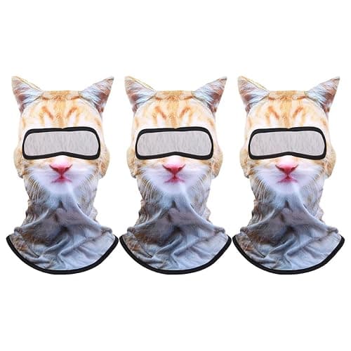 3 Pack 3D Cat Ski Mask,Shiesty Balaclava,Funny Shiesty Cat Animal Full Face Windproof Hat for Outdoor Hiking Riding One Color - Image 1
