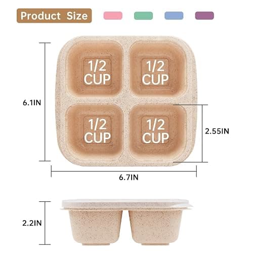 rngwaper 5 Pack Bento Lunch Box，4 Compartment Snack Containers，Divided Bento Snack Box，Meal Prep, Lunch Box Kids/Toddle/Adults,Food Storage Containers for School, Work and Travel (Multicolor-1) - Multicolor-5pack thumbnail 2