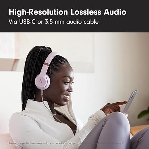 Beats Solo 4 - Wireless On-Ear Bluetooth Headphones, Up to 50-Hour Battery Life, Ultra-Lightweight Comfort, Powerful and Balanced Sound, Apple & Android Compatible - Cloud Pink thumbnail 8