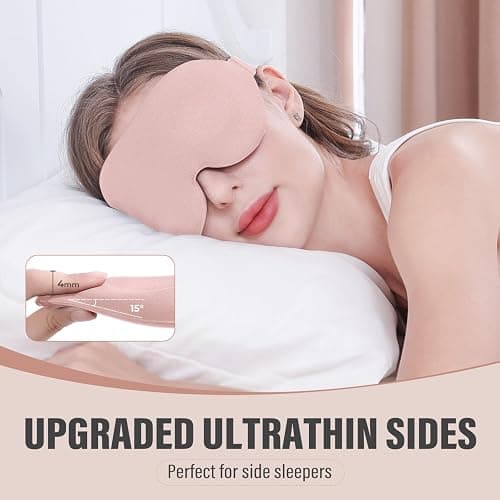 YIVIEW Sleep Mask for Side Sleeper, Complete Light Blocking 3D Pink Sleeping Eye Mask, Soft Breathable Eye Cover for Women Men, Relaxing Zero Pressure Night Blindfold thumbnail 2