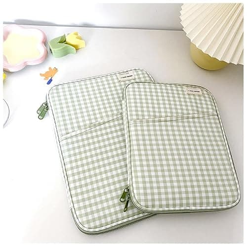 Tooe Gingham Puffy Laptop Sleeve 11-13 Inch Y2K Coquette Carrying Laptop Bag Fairycore Cover Pouch Sleeve Computer Liner Bag (11 inch,Green) thumbnail 2