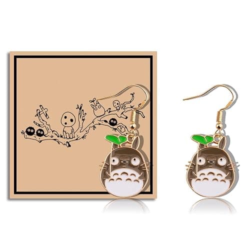MAOFAED Kawaii Anime Cat with Leaf Earring for Fan, Japan Anime Jewelry, Manga Lover Gift(cat earring) - Image 1
