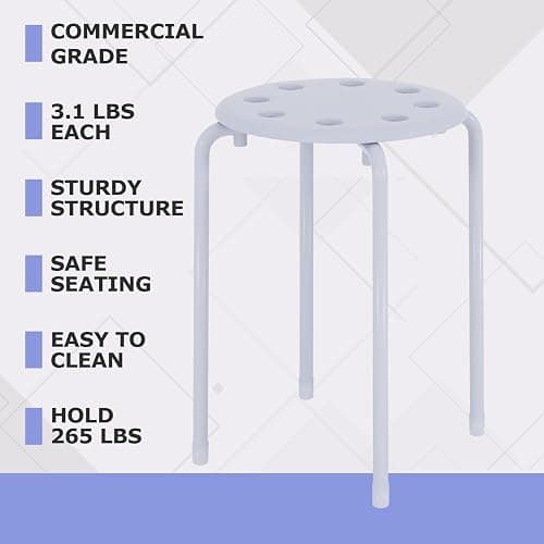 VECELO 6-Piece Stacking Stools, 17.7 Inch Standard Height, Portable Stackable Colorful Decoration Stools for School Classroom and Office Use, White - White thumbnail 5
