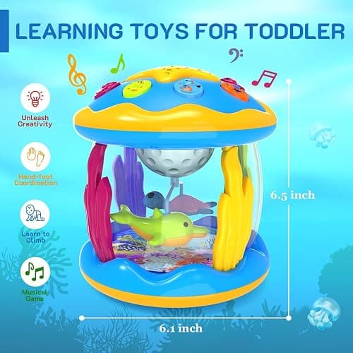 Baby Toys 6 to 12 Months - Musical Projector Rotating Light Up Toys, Tummy Time for Infant 12-18 Months, Learning Toy for Toddler 1 2 3 Years Old, Birthday Gifts for Boys Girls 0-3-6-9-12-18 Month thumbnail 2