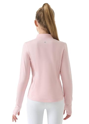 Willit Girls Fleece Long Sleeve Shirts Winter Horse Riding Jacket Half Zip Kids Sweatshirts Thermal Coat - Pink - X-Small thumbnail 2