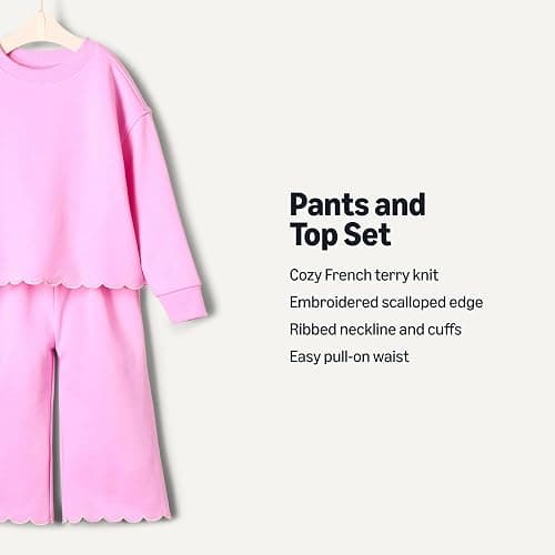 Amazon Essentials x Sofia Grainge Toddlers and Baby Girls' French Terry Pant and Top Set thumbnail 2