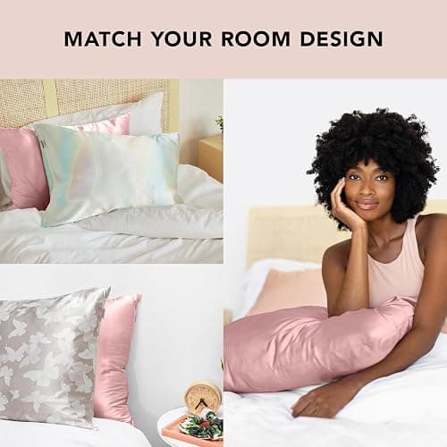 Kitsch Satin Pillowcase with Zipper for Hair & Skin, Softer Than Silk Pillow Cases Queen, Wrinkle-Free, Smooth and Cooling Satin Pillow Covers, Standard Size 19"x26" - Aura thumbnail 6