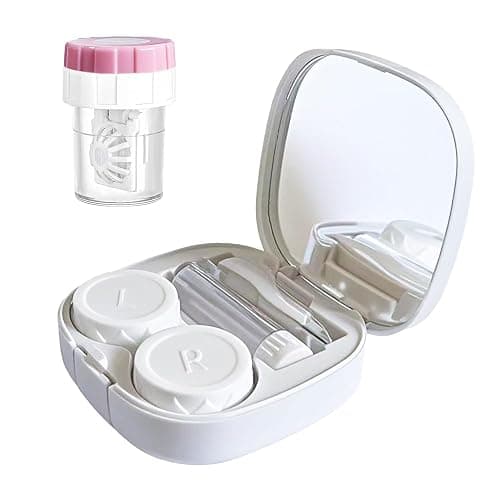 CADEVED Contact Lens Case Kit with Cleaner Washer, Contact Lenses Applicator Removal Tool Kit with Mirror Solution Bottle for Daily and Outdoor Use(White) - White - Image 1