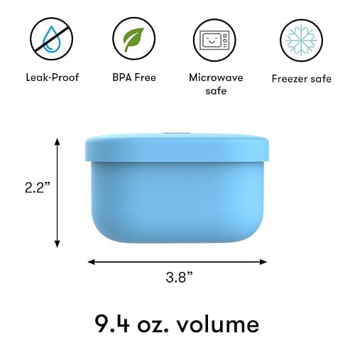 OmieBox Silicone Leakproof Snack Containers To Go, Food Storage Containers with Lid, School Lunch Bento Container - BPA Free, Airtight, Dishwasher and Freezer Safe, Oven Safe - 9.4 ounces (Blue) thumbnail 3