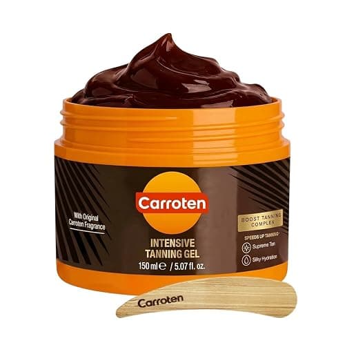Carroten Intensive Tanning Gel | Browning Tan Accelerator | Non-Greasy, Water-Resistant with Carrot and Coconut Oil | Vitamin A & E For Moisture & Hydration | Made in Greece | 5 Fl Oz - Image 1