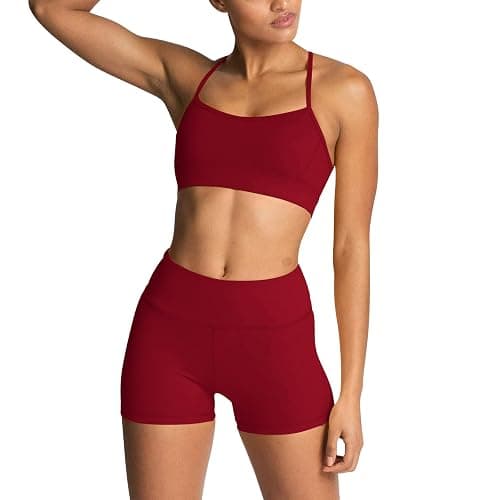 IMEKIS Women's Workout Sets 2 Piece Yoga Outfit High Waisted Biker Shorts Leggings Sports Bra Gym Fitness Clothes Tracksuit - Image 1