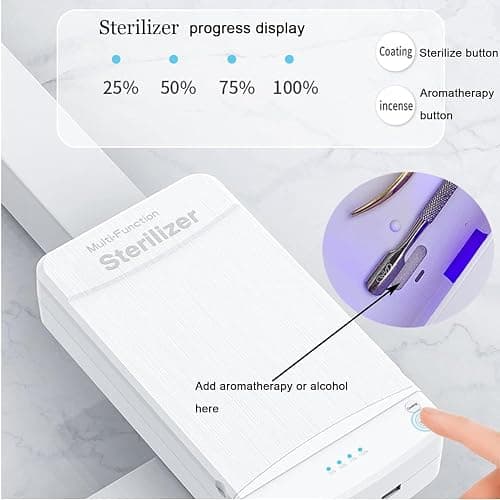 Nail Tool Sterilizer with Blue Light,LXIANGN Portable USB Sterilizating Box for Manicure Salon,Tweezers,Tattoo,Scissors,Jewelry,Phone, Watch,Keys thumbnail 4