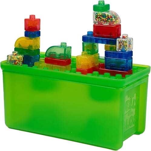JELLY BLOX- Boite de Rangement + 30 Blocs de Construction Tactiles - Jeu de Construction pour Enfants dès 2 Ans - Expérience Sensorielle avec Blocs Extensibles, Souples et Flexibles - Boite Ouverte thumbnail 3