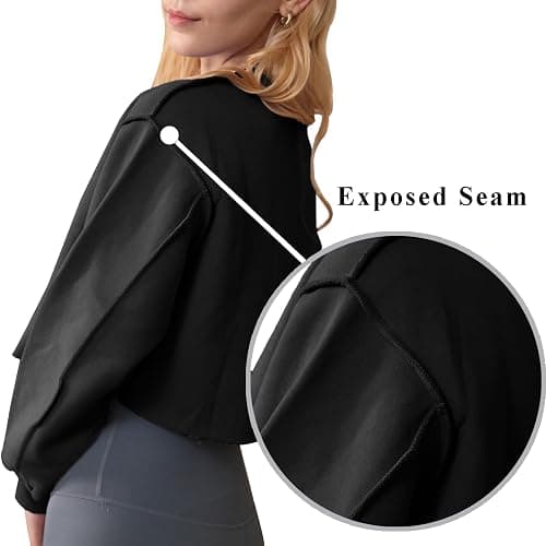 Amazhiyu Women Cropped Sweatshirt Long Sleeves Pullover Fleece Crop Tops thumbnail 3