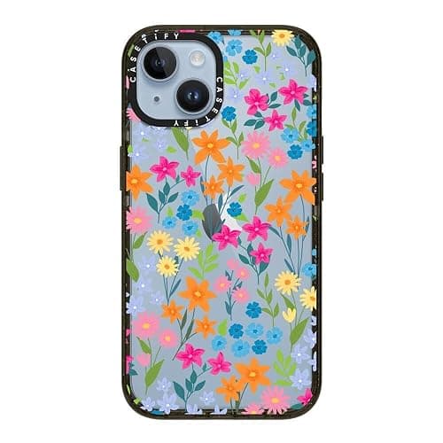 CASETiFY Impact iPhone 14 Case [4X Military Grade Drop Tested / 8.2ft Drop Protection] - Bright Spring Flowers - Glossy Black thumbnail 3
