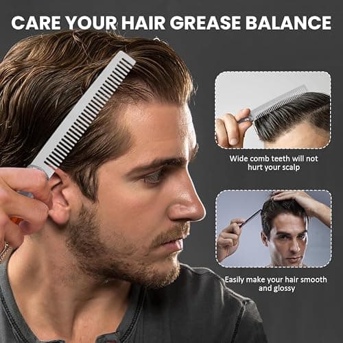 2 Pieces Automatic Switch Folding Practice Combs, Stainless Steel Butterfly Comb, Switchblade Comb, Outdoor Training Pocket Combs, Hair Brush for Beard, Mustache, Hair Styling Tools thumbnail 5