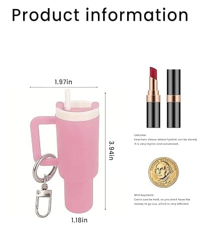 Mini-Schlüsselanhänger mit Lippenbalsam-Halter, niedlicher Becheranhänger für Schlüssel, Taschen und Geldbörsen, 9,9 cm thumbnail 2