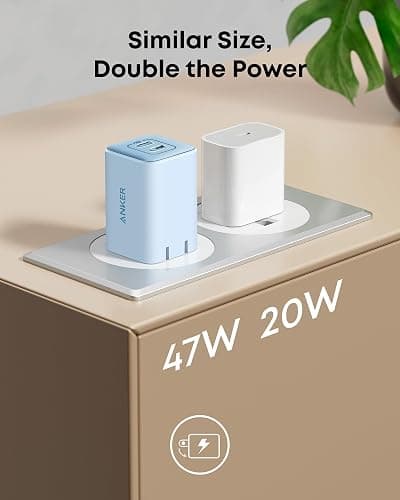 Anker Nano Charger, 47W 2 Port Compact Foldable GaN USB C Charger for iPhone 17/16, Galaxy, Pixel, Compatible with MagSafe (Blue) thumbnail 6