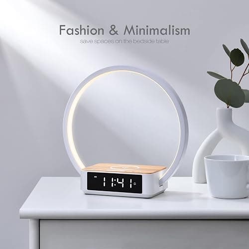 WILIT Bedside Lamp with Alarm Clock,Touch Lamp with Wireless Charger,Nightlight for Bedroom,Sunrise Wake-up Light,3-Grade Dimmable,Birthday Gifts for Her,Women,Men,Mom,Daughter,Girlfriend(Wood Grain) thumbnail 11