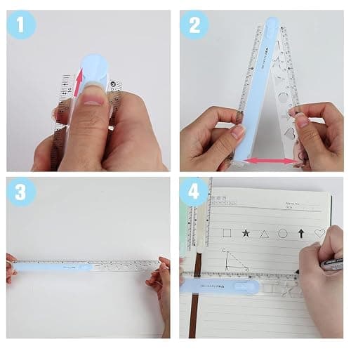 4PCS Plastic Folding Ruler Set, 30cm Transparent Rulers - Durable Measurement Tool for Students, Artists, Engineers, and Office Use, Easy Storage and Precise Measurements thumbnail 5
