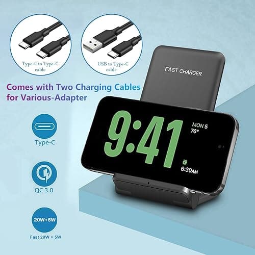 2 in 1 Wireless Charger,Foldable 20W Fast Wireless Charging Stand Compatible with iPhone 16/16 Pro/15/14/13/12/X/AirPods,Dual Phone Induction Charge Station for Samsung,Pixel,Xperia,LG(No Plug) thumbnail 5