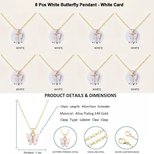 Rrdaily 8 Pcs Butterfly Necklace Bulk Gifts for Women, Cute Friendship Necklace Set for Mother's Day Birthday Christmas Party Favors Jewelry thumbnail 4