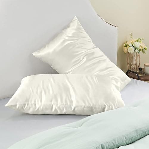 BEDELITE Satin Pillowcase for Hair and Skin, Super Soft and Cooling Similar to Silk Pillow Cases 2 Pack with Envelope Closure, Gift for Women Men(20"x26" Standard Size, Ivory) thumbnail 9