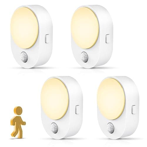 L LOHAS LED Plug in Night Light with Motion Sensor and Dusk to Dawn Sensor,[4-Pack] Night Lights Plug into Wall,3000K Soft White,30/60/100LM Dimmable Nightlight for Bathroom Hallway Kitchen - Image 1