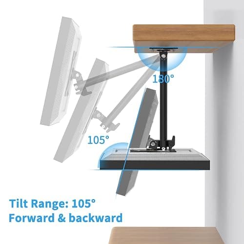 Almoz Under Cabinet Mount for Echo Show 15, Height Adjustable Stand, Wide Range of Motion, Keeps Counters Clear, Tilt and Swivel Mount for All Show 15 Generations, Also Fits Show 21 (Height-Black) thumbnail 3