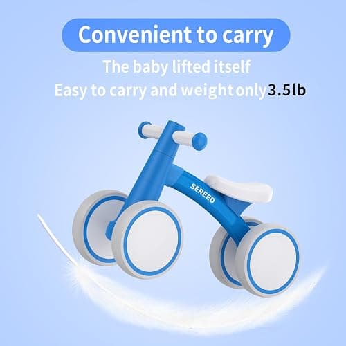 SEREED Baby Balance Bike for 1 Year Old Boys Girls 12-24 Month Toddler Balance Bike, 4 Wheels Toddler First Bike, First Birthday Gifts - Blue New thumbnail 4